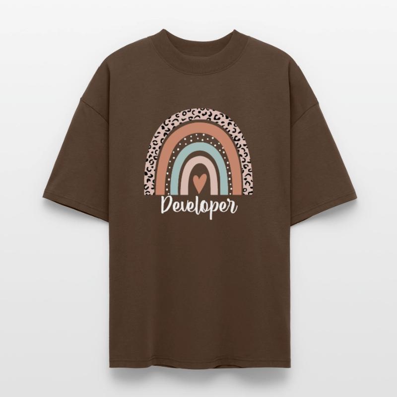 Developer Rainbow Leopard Funny Developer Stanley/Stella Oversized Unisex Organic T-shirt Blaster 2.0