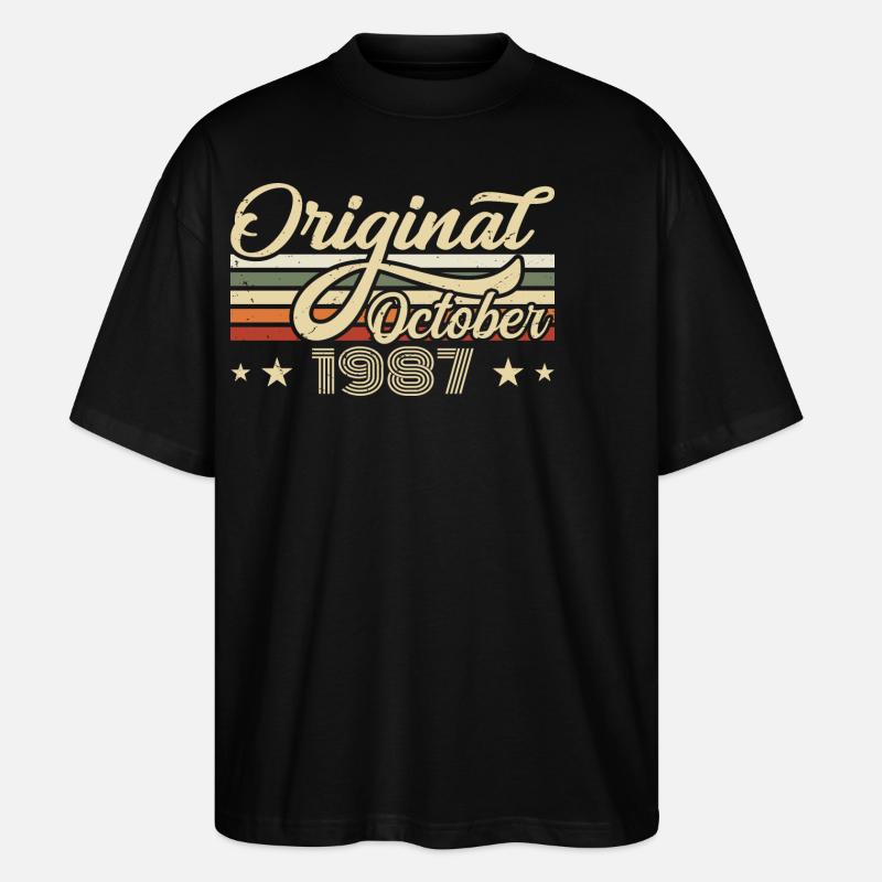 Octobre 1987 Anniversaire en Octobre - Octobre 1987 - T-shirt bio Blaster 2.0 coupe oversize Stanley/Stella Unisexe - noir