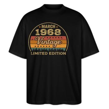 Vintage märz 1968 Geburtstag märz 1968 Retro 1968 - Stanley/Stella Oversized Unisex Bio T-Shirt Blaster 2.0 - Schwarz - Vorne - Alina (178cm) & Michal (187cm)