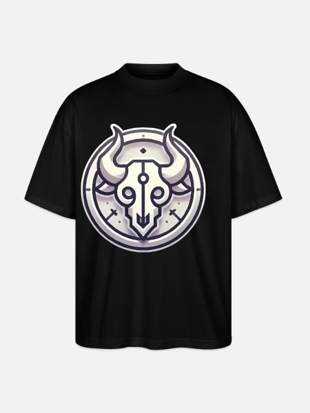 Minimalistisches Bullenschädel-Abzeichen-Design - Stanley/Stella Oversized Unisex Bio T-Shirt Blaster 2.0 - Schwarz