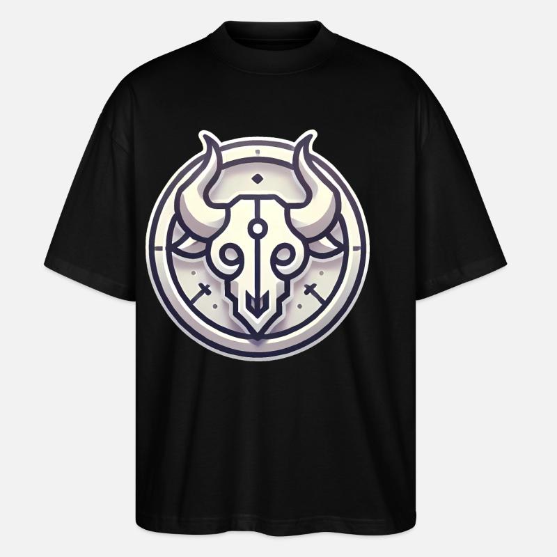 Minimalistisches Bullenschädel-Abzeichen-Design - Stanley/Stella Oversized Unisex Bio T-Shirt Blaster 2.0 - Schwarz