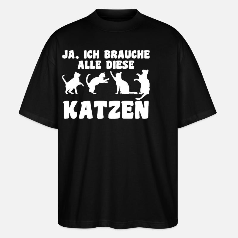 Katze Tier Katzen Geschenk - Stanley/Stella Oversized Unisex Bio T-Shirt Blaster 2.0 - Schwarz