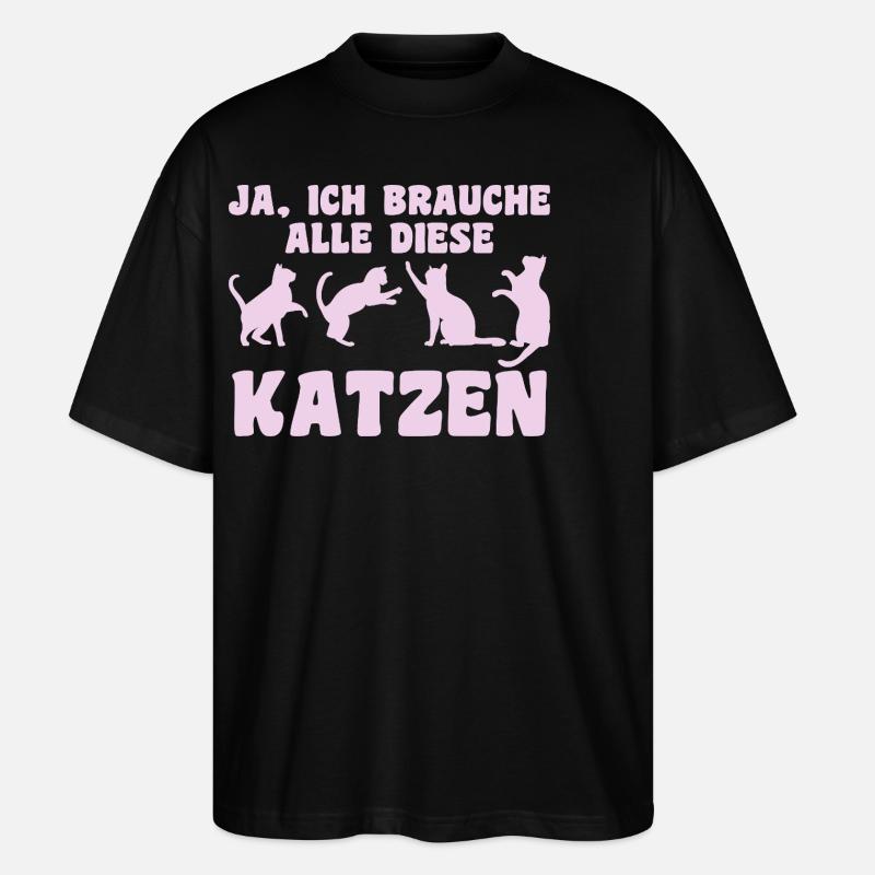 Katze Tier Katzen Geschenk - Stanley/Stella Oversized Unisex Bio T-Shirt Blaster 2.0 - Schwarz