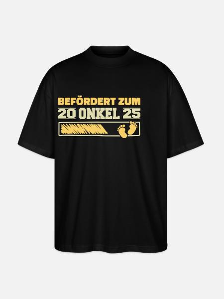 Pregnancy Announce Birth 2025 Uncle - Stanley/Stella Oversized Unisex Organic T-shirt Blaster 2.0 - black