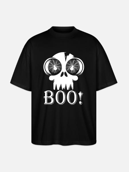 HALLOWEEN CREEPY SKULL BOO! - Stanley/Stella Oversized Unisex Organic T-shirt Blaster 2.0 - black