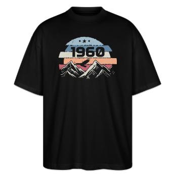 Original 1960 Jahrgang 1960 Geburtstag 1960 - Stanley/Stella Oversized Unisex Bio T-Shirt Blaster 2.0 - Schwarz - Vorne - Alina (178cm) & Michal (187cm)