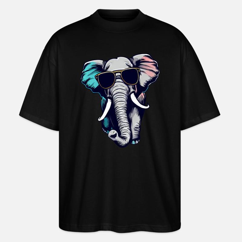 Cool Elefant - Elefant mit Sonnenbrille - Stanley/Stella Oversized Unisex Bio T-Shirt Blaster 2.0 - Schwarz