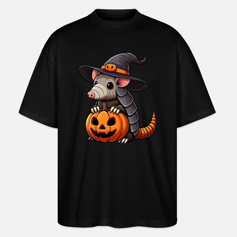 Cute Halloween Armadillo Witch Pumpkin - Stanley/Stella Oversized Unisex Organic T-shirt Blaster 2.0 - black
