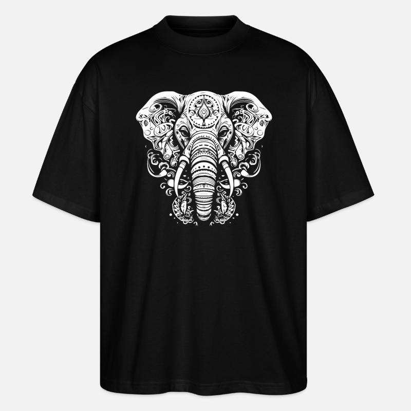 Mandala éléphant - T-shirt bio Blaster 2.0 coupe oversize Stanley/Stella Unisexe - noir