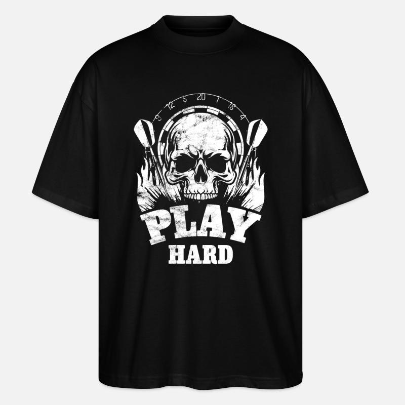 Dart Skull - Jouez dur - T-shirt bio Blaster 2.0 coupe oversize Stanley/Stella Unisexe - noir