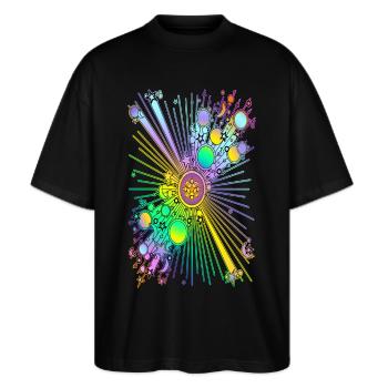 NEW UNIVERSE - Stanley/Stella Oversized Unisex Organic T-shirt Blaster 2.0 - black - Front - Alina (178cm) & Michal (187cm)