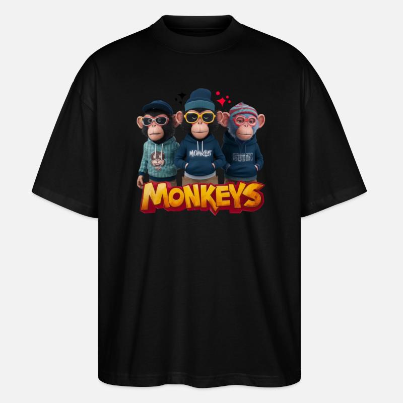 Monkeys 2 - T-shirt bio Blaster 2.0 coupe oversize Stanley/Stella Unisexe - noir