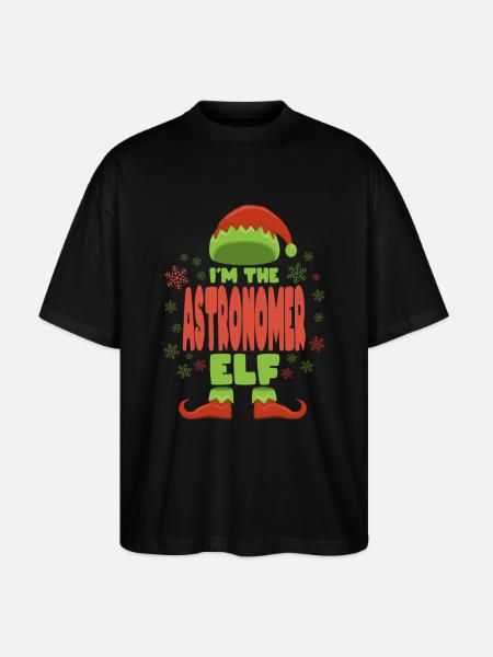 Astronomer Christmas Elf - Stanley/Stella Oversized Unisex Organic T-shirt Blaster 2.0 - black