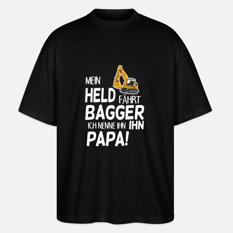 Bagger Held Papa Vater Geschenk - Stanley/Stella Oversized Unisex Bio T-Shirt Blaster 2.0 - Schwarz