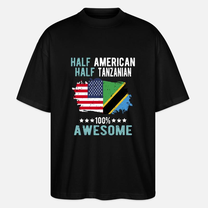 Half American Half Tanzanian - Stanley/Stella Oversized Unisex Organic T-shirt Blaster 2.0 - black