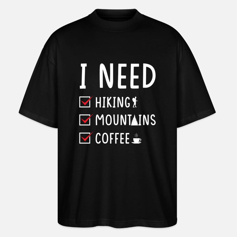 Wandern Berge Kaffee - Stanley/Stella Oversized Unisex Bio T-Shirt Blaster 2.0 - Schwarz