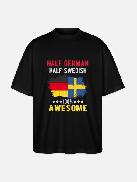 Hälften tyska hälften svenska - Ekologisk Oversized T-shirt Unisex Stanley/Stella Blaster 2.0 - svart