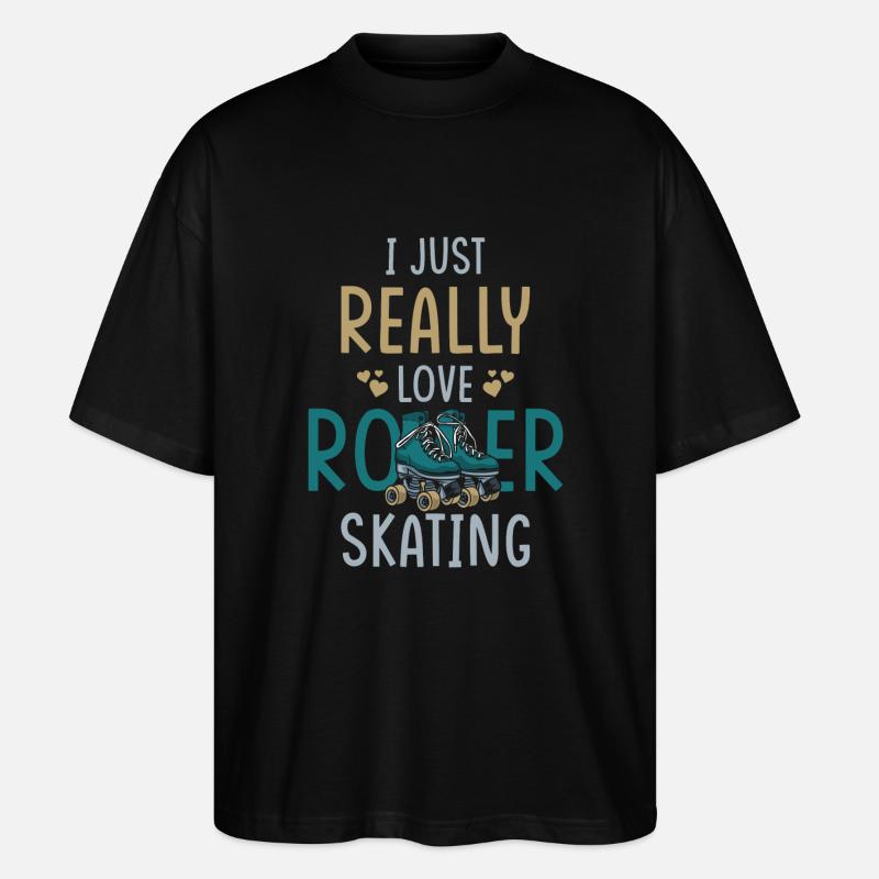 Rollschuhe Rollschuhlaufen Spruch - Stanley/Stella Oversized Unisex Bio T-Shirt Blaster 2.0 - Schwarz