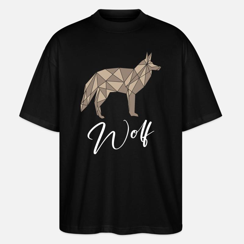 Wolf Geometric - Stanley/Stella Oversized Unisex Bio T-Shirt Blaster 2.0 - Schwarz
