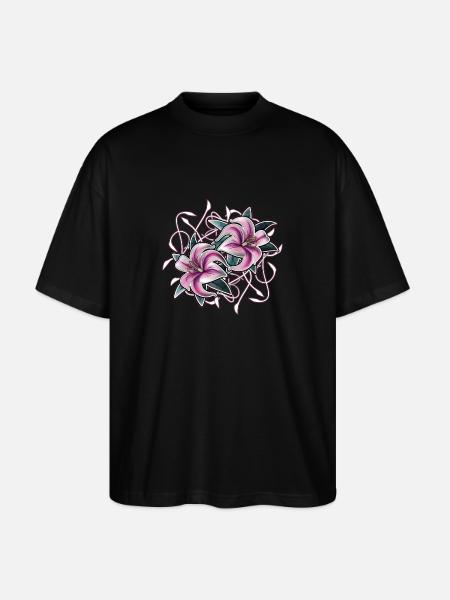 lilies2 - Stanley/Stella Oversized Unisex Organic T-shirt Blaster 2.0 - black