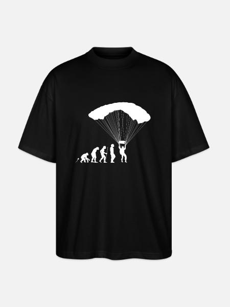 Fallschirmspringen Evolution Fun Shirt - Stanley/Stella Oversized Unisex Bio T-Shirt Blaster 2.0 - Schwarz