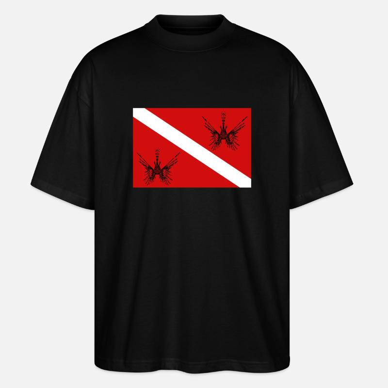 Taucherflagge mit Feuerfisch - Stanley/Stella Oversized Unisex Bio T-Shirt Blaster 2.0 - Schwarz