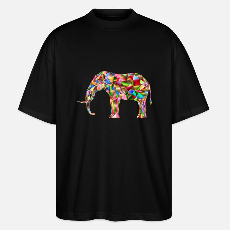 Bunter Elefant - Stanley/Stella Oversized Unisex Bio T-Shirt Blaster 2.0 - Schwarz