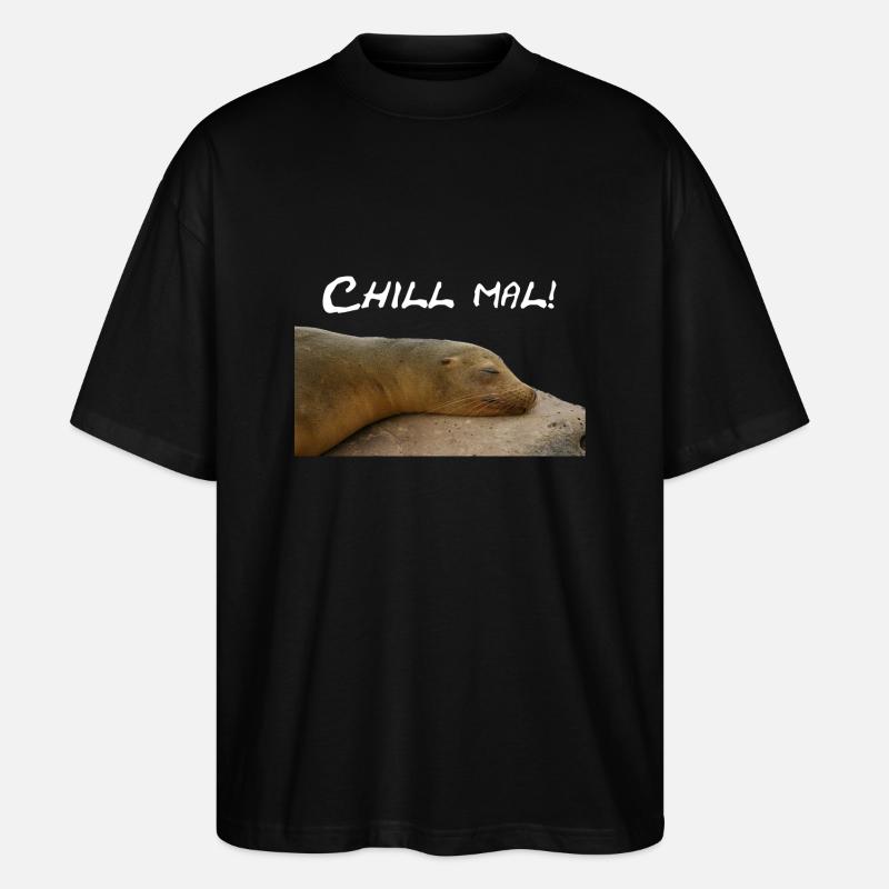 Robbe Chillt auf Stein - Stanley/Stella Oversized Unisex Bio T-Shirt Blaster 2.0 - Schwarz