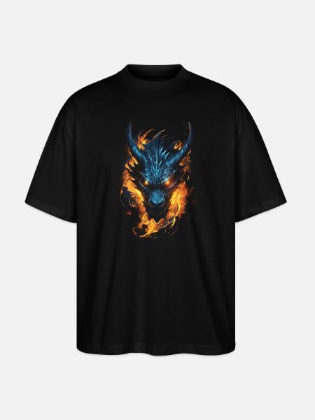 Dragon, Fire, Mystical, Dragon - Stanley/Stella Oversized Unisex Organic T-shirt Blaster 2.0 - black