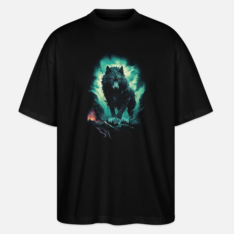 Werwolf Wolf Mythologie Rollenspiele Tier - Stanley/Stella Oversized Unisex Bio T-Shirt Blaster 2.0 - Schwarz