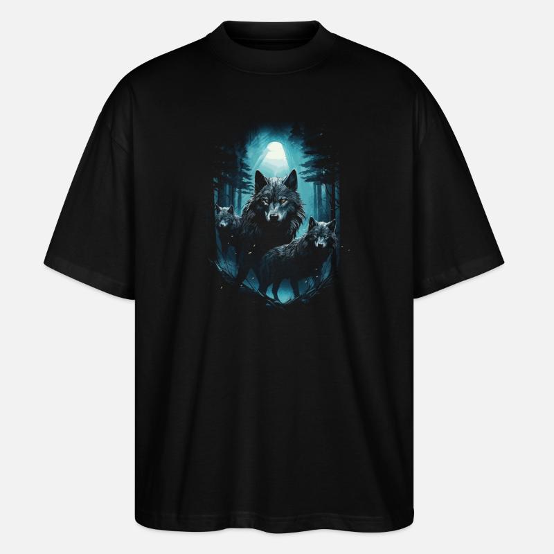 Dunkle Kunst Wolf Wald Mythisch - Stanley/Stella Oversized Unisex Bio T-Shirt Blaster 2.0 - Schwarz