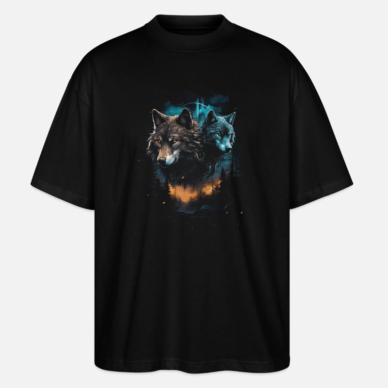 Dunkle Kunst Wolf Wald Mythisch - Stanley/Stella Oversized Unisex Bio T-Shirt Blaster 2.0 - Schwarz