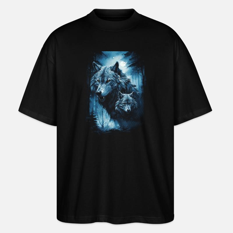 Dunkle Kunst Wolf Wald Mythisch - Stanley/Stella Oversized Unisex Bio T-Shirt Blaster 2.0 - Schwarz