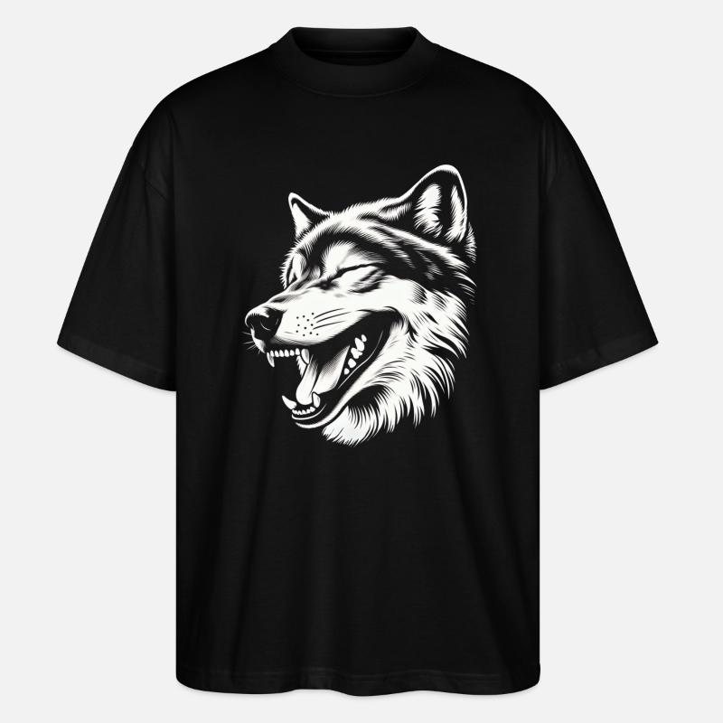 Loup rieur 🐺 - T-shirt bio Blaster 2.0 coupe oversize Stanley/Stella Unisexe - noir
