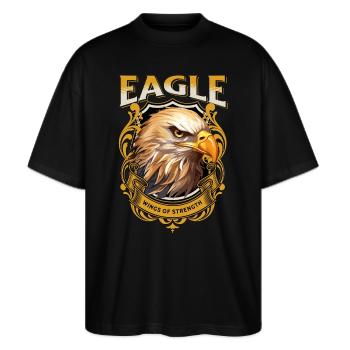 Adler Adlerkopf Raubvogel Greifvogel Tier Natur - Stanley/Stella Oversized Unisex Bio T-Shirt Blaster 2.0 - Schwarz - Vorne - Alina (178cm) & Michal (187cm)