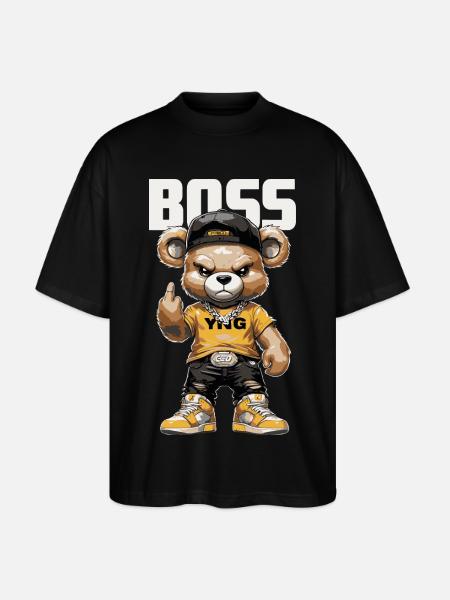 BAAS Bear - Streetwear Teddy Beer Design - Stanley/Stella Oversized Unisex Organic T-shirt Blaster 2.0 - black