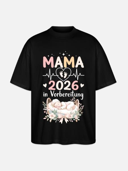 Mom 2026 Pregnancy - Stanley/Stella Oversized Unisex Organic T-shirt Blaster 2.0 - black