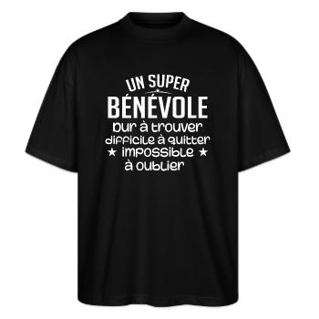 Un Super Bénévole - T-shirt bio Blaster 2.0 coupe oversize Stanley/Stella Unisexe - noir - Devant - Alina (178cm) & Michal (187cm)