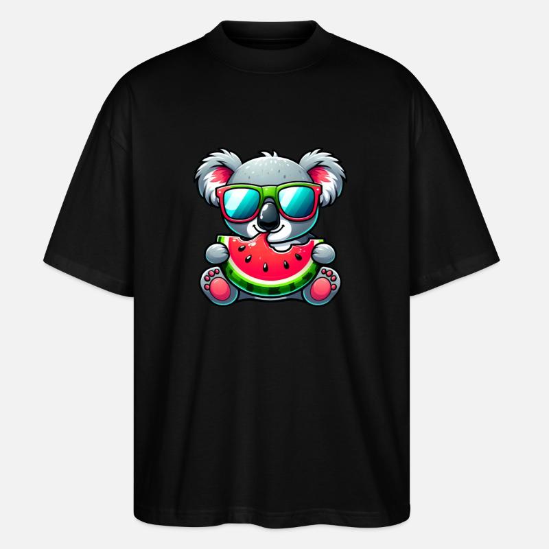 Motif d’été de pastèque Koala - T-shirt bio Blaster 2.0 coupe oversize Stanley/Stella Unisexe - noir