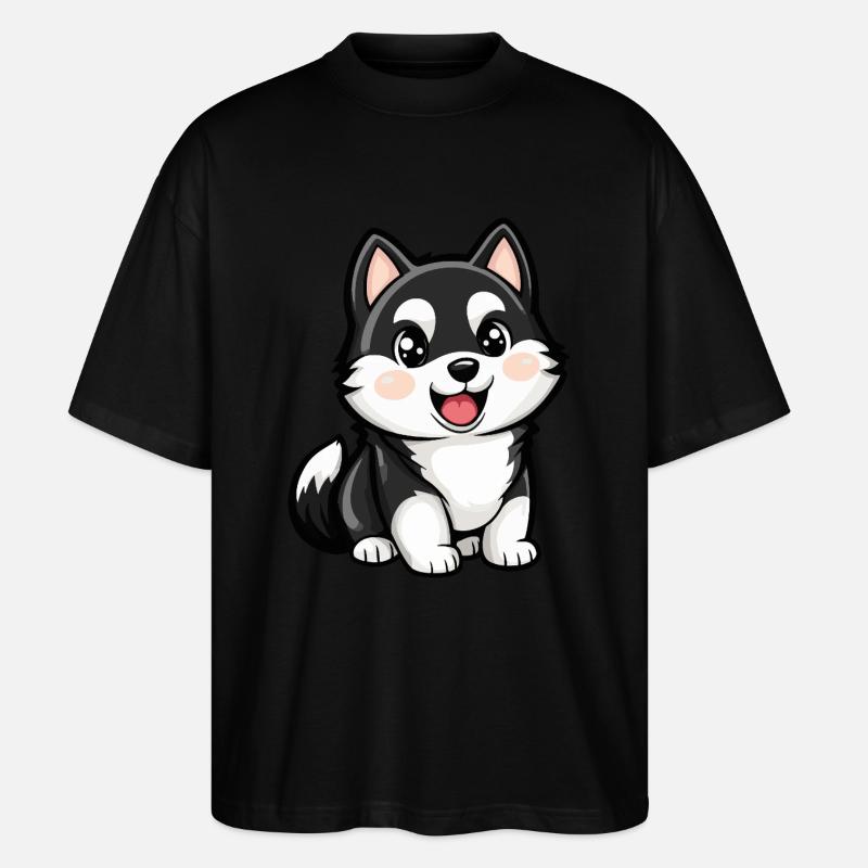 Husky Hund Niedlich - Stanley/Stella Oversized Unisex Bio T-Shirt Blaster 2.0 - Schwarz