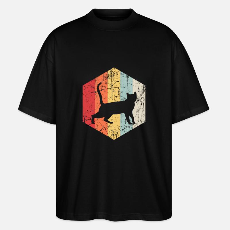 Retro Katze - Stanley/Stella Oversized Unisex Bio T-Shirt Blaster 2.0 - Schwarz