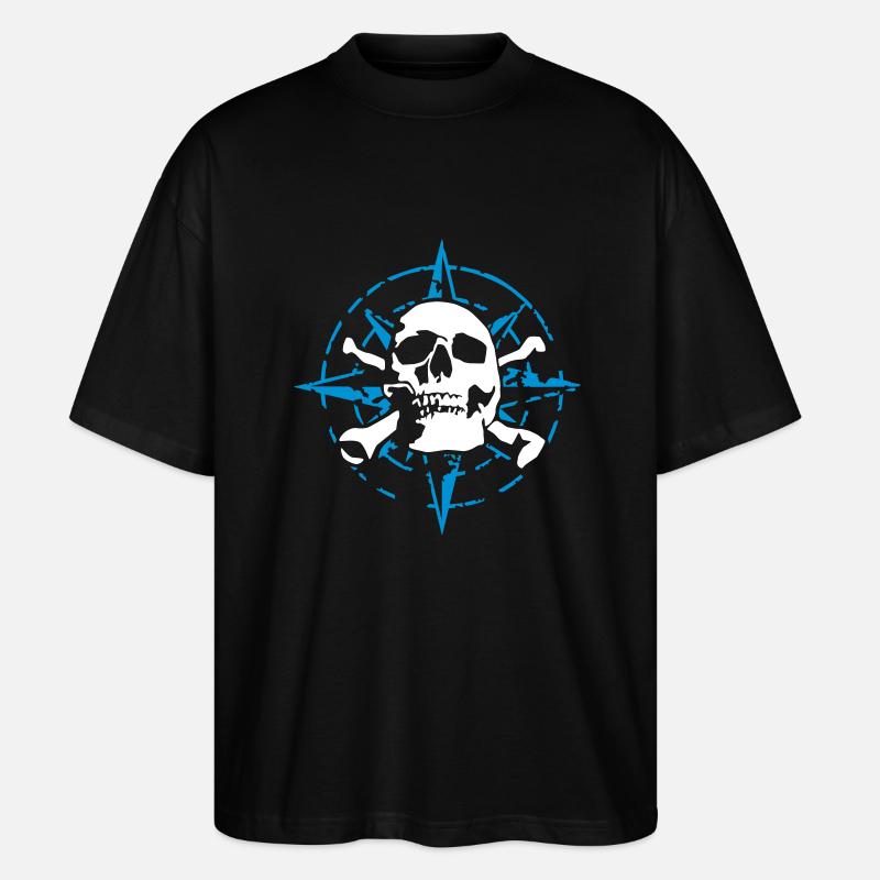 windrose_skull_02_d_3c - Stanley/Stella Oversized Unisex Bio T-Shirt Blaster 2.0 - Schwarz