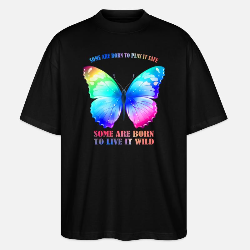 Butterfly Rainbow - Rainbow Butterfly Graphic - Stanley/Stella Oversized Unisex Organic T-shirt Blaster 2.0 - black