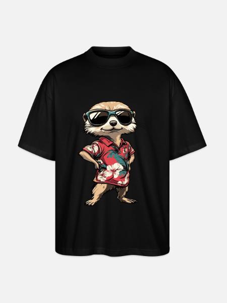 Erdmännchen Lustig Sommer - Stanley/Stella Oversized Unisex Bio T-Shirt Blaster 2.0 - Schwarz