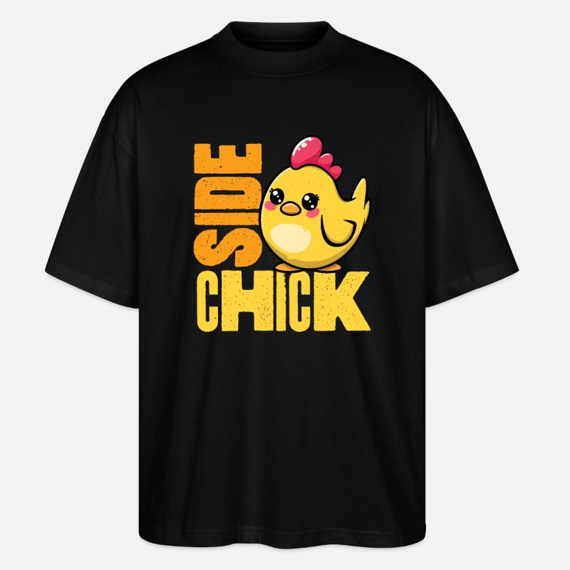 Seitliches Küken - Stanley/Stella Oversized Unisex Bio T-Shirt Blaster 2.0 - Schwarz