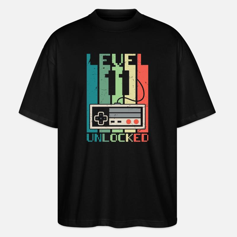 Niveau 11 débloqué - T-shirt bio Blaster 2.0 coupe oversize Stanley/Stella Unisexe - noir