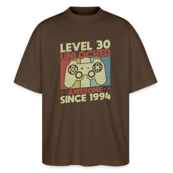 Level 30 Unlocked - Stanley/Stella Oversized Unisex Organic T-shirt Blaster 2.0 - mocha - Front - Alina (178cm) & Michal (187cm)