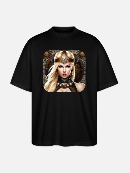 Fière Viking Germanin Shieldmaiden - T-shirt bio Blaster 2.0 coupe oversize Stanley/Stella Unisexe - noir