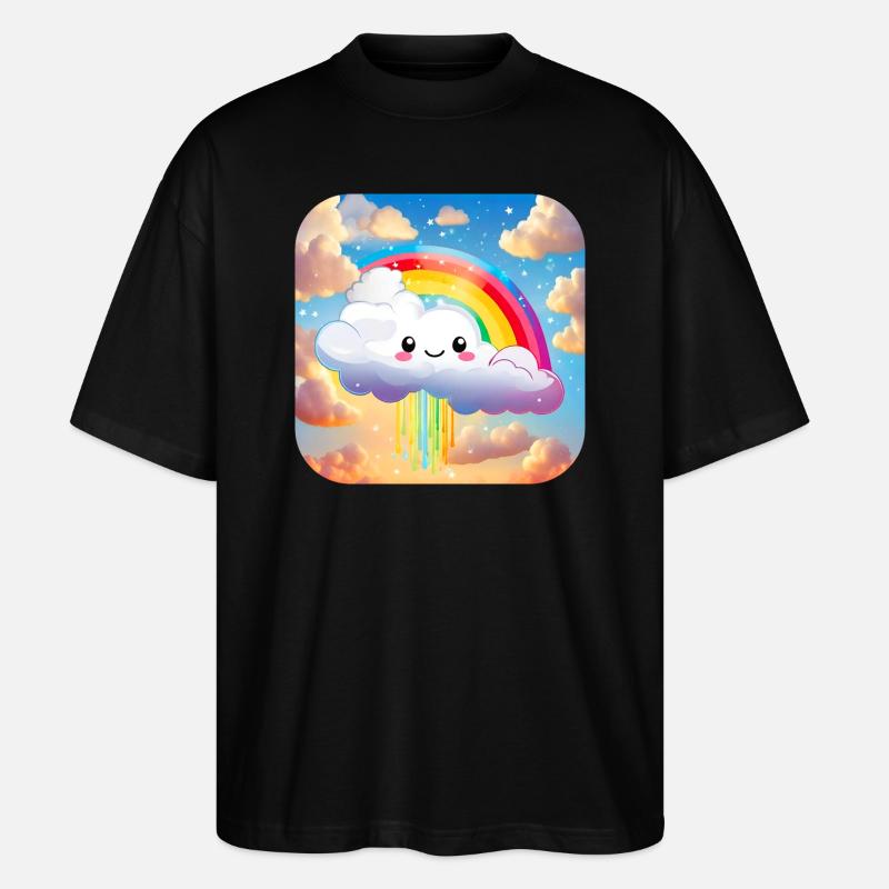 Niedliche Wolke mit Regenbogen - Stanley/Stella Oversized Unisex Bio T-Shirt Blaster 2.0 - Schwarz