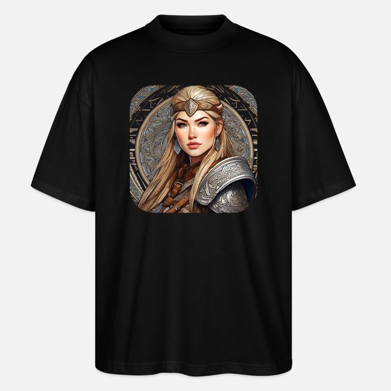 Fière Viking Germanin Shieldmaiden - T-shirt bio Blaster 2.0 coupe oversize Stanley/Stella Unisexe - noir